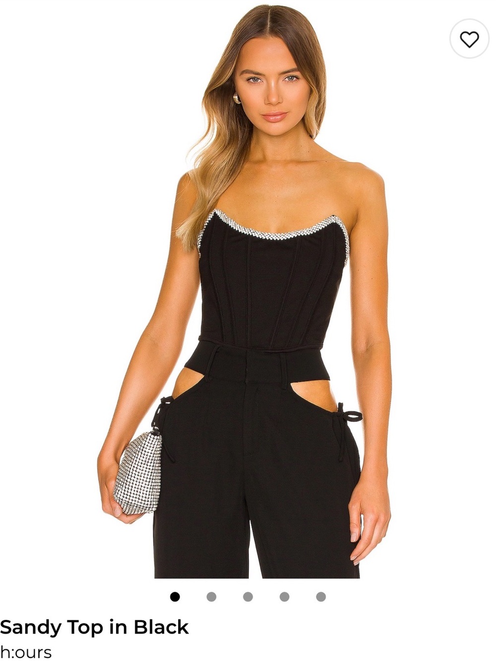 h:ours Black top with Crystal Trim